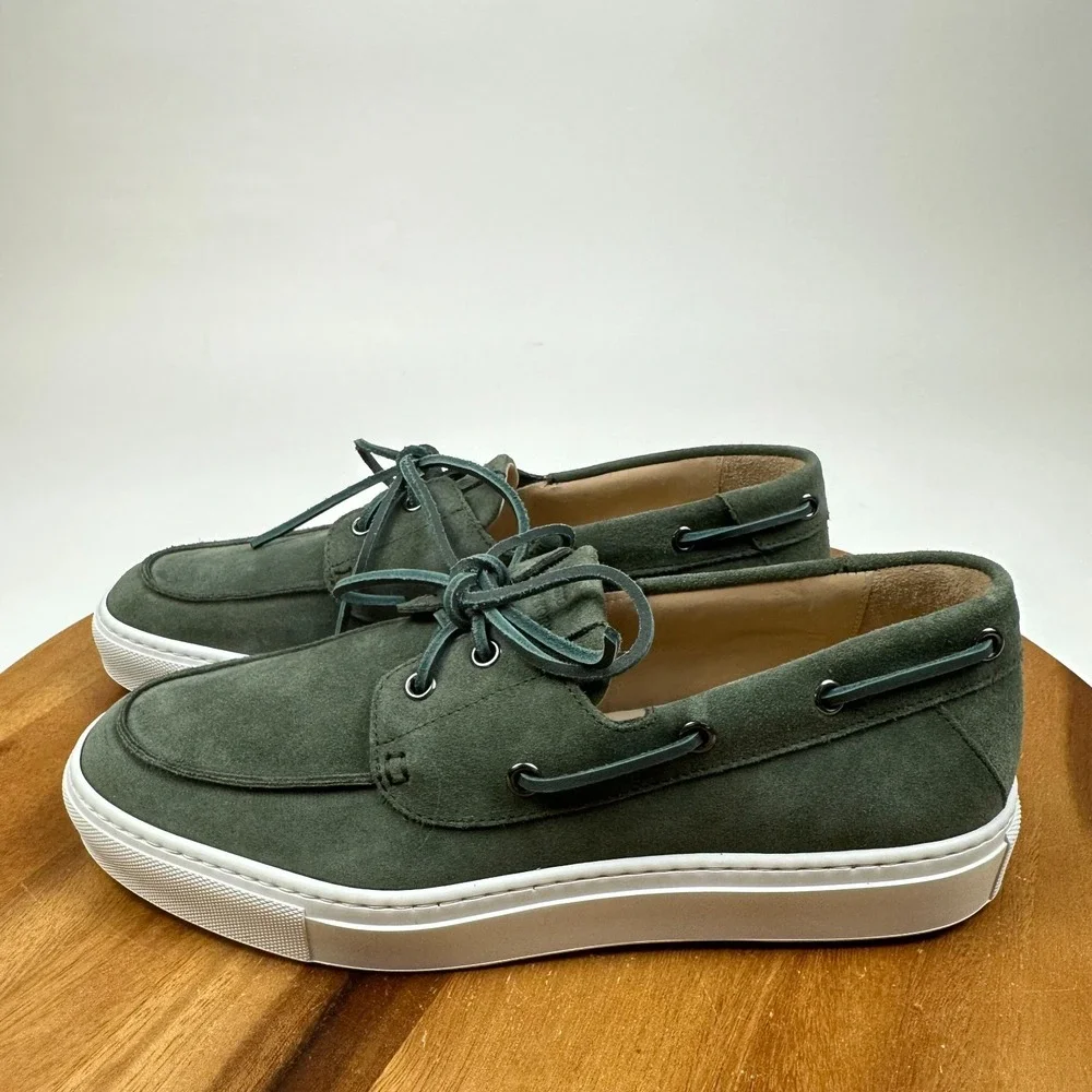 New Mens KOIO New York High End Italian Green Suede Leather Boat Deck Shoes 9M
